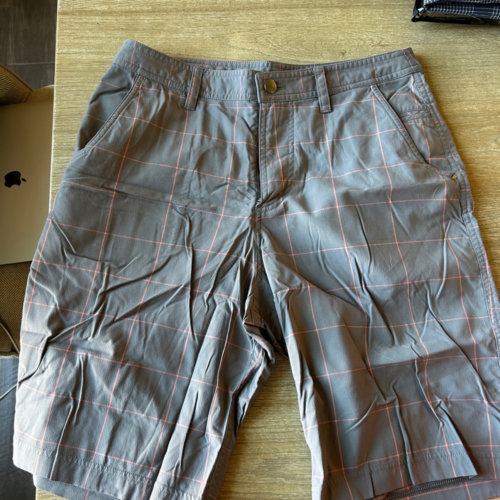 lululemon athletica Gray Shorts with Pink Windowpane Grid